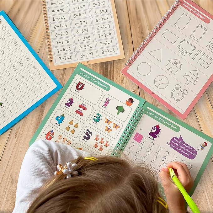 Grooved Magic Practice Copybook for Preschoolers Ages 3-8 Reusable 3D Handwriting Tracing Solution to Improve Pen Control and Fine Motor Skills with Disappearing Ink - Easter Gifts