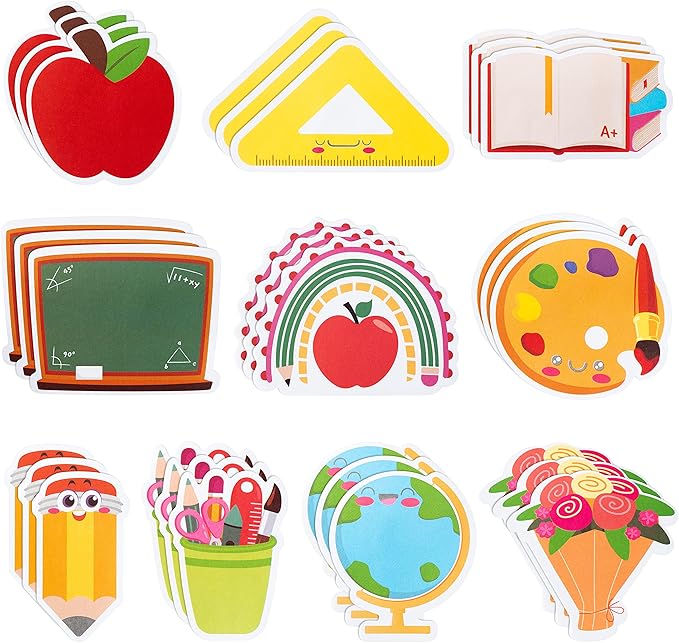 Xqumoi 30 Pack Teacher Notepads Set Total 600 Sheets, Book Pencil Ruler Blackboard Shaped Self Sticky Memo Pads for Teacher Appreciation Gift Back to School Supplies Party Favors Goodies Bag Fillers