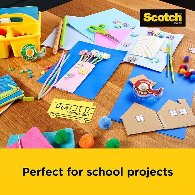 Scotch and Post-it Brand Office Essentials Kit, Business and Teacher Supplies Set with Post-it Super Sticky Notes, Scotch Super Hold Tape, Scotch Magic Tape, Post-it Flags, Sharp Scissors for Office