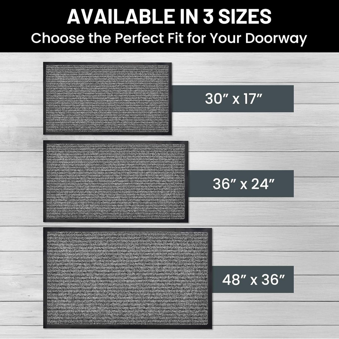 Sierra Concepts Front Door Mat Welcome Mats 2-Pack - Indoor Outdoor Entryway Mats for Shoe Scraper, Ideal for Inside Outside Home High Traffic Area, Battleship Gray 30 Inch x 17 Inch