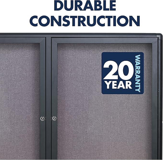 Quartet Bulletin Board, 4' x 3' Enclosed Fabric Notice Board, Lockable Swing Doors, Graphite Frame (2364L)