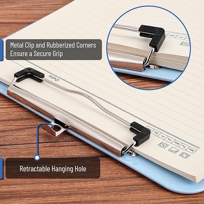 Mr. Pen- Plastic Clipboard, 12.5" x 9", 2 Pack, Clipboard Plastic, Low-Profile Metal Clip with Retractable Hanging Hole