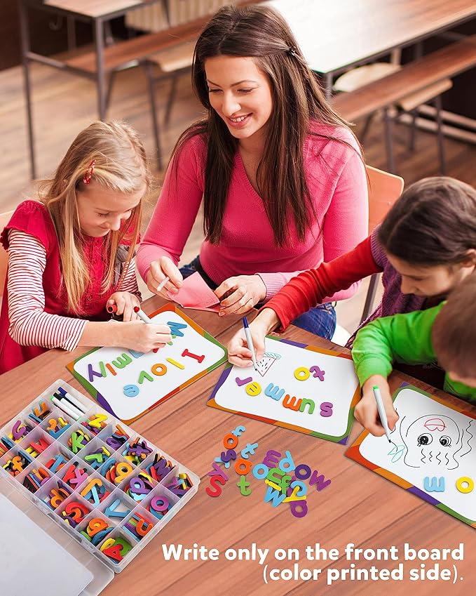 Coogam Magnetic Letters 234 Pcs, Uppercase Lowercase Foam Alphabet ABC Fridge Magnets, Educational Toy Set for Classroom Kids Learning Spelling with Magnetic Board and Storage Box
