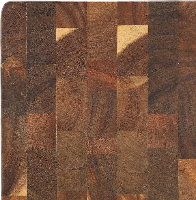 Elama 13.75 x 1.5 Inch Square Thick Acacia Wood Butcher Block – Heavy-Duty Cutting and Serving Board for Meat, Cheese, and Vegetables (13.75 x 1.5Inch Square)