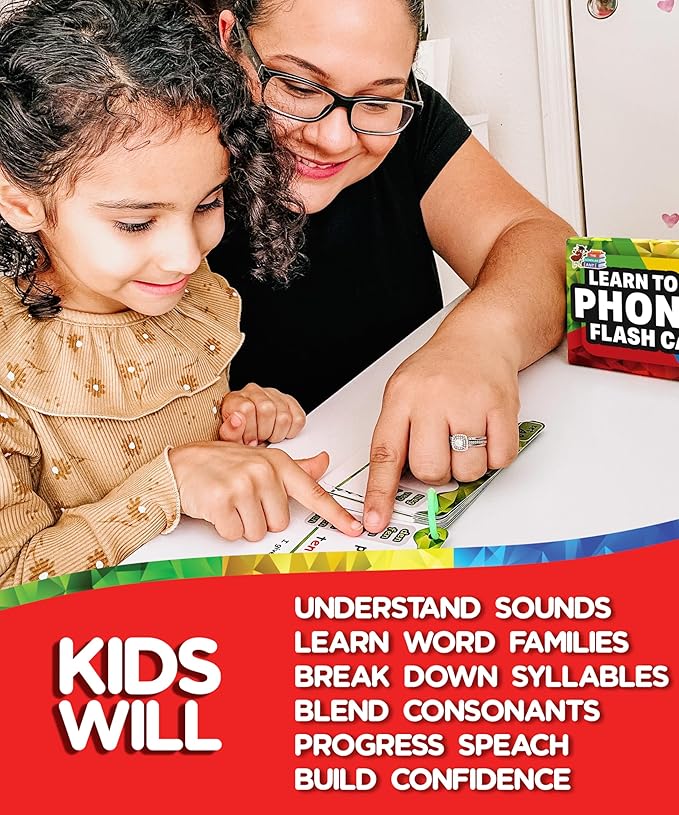 Phonics Flash Cards with Proven Spaced Repetition Learning System - Learn to Read in 20 Phonic Stages - Digraphs CVC Blends Long Vowel Sounds Phonics Games for Kids Ages 4-8 Kindergarten 1st 2nd Grade