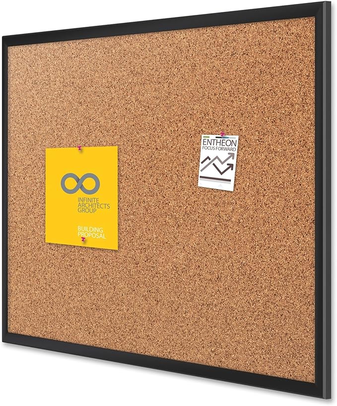 Quartet Cork Board, Bulletin Board, 6' x 4' Corkboard, Black Frame (2307B)