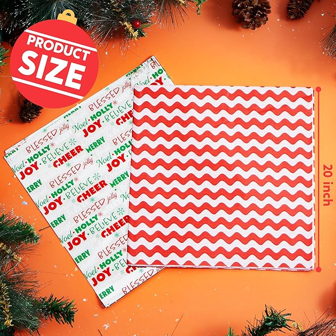 JOYIN 150 Sheets Christmas Tissue Paper Assortment (Ten Colors), 20''x20'' Wrapping Papers for Christmas Party Gift Supplies, Craft Decor, DIY Crafts, Bag&Box Gifts Wrapping