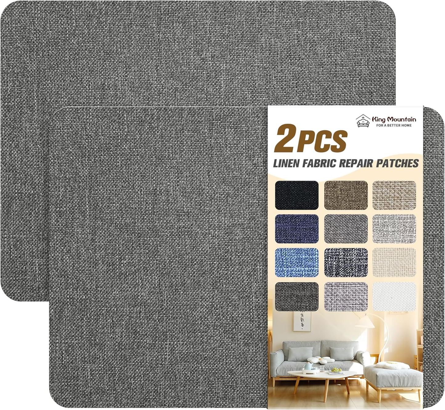 Fine Linen Repair Patches, Self-Adhesive Fabric Patches, 8X11 Inch 2 PCS, Multi Color, for Sofa and Clothes Repair (8" x 11"-2PCS, Medium Grey 1.0)