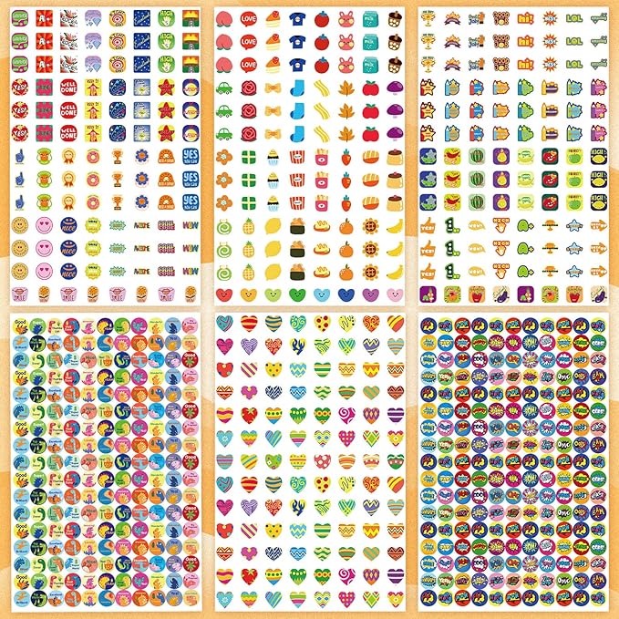 6048 Pieces Small Stickers for Kids Reward Chart - Mini Incentive Happy Smile Face Star Bundle for Teachers and Kids Behavior Chart(Cute Style)