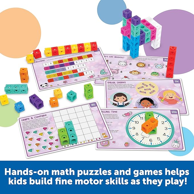 Learning Resources MathLink Cubes Kindergarten Math Activity Set Mathtastics! - Classroom Must Haves, Preschool Activities, Teacher School Supplies, Toddler Montessori Toys, Math Manipulatives