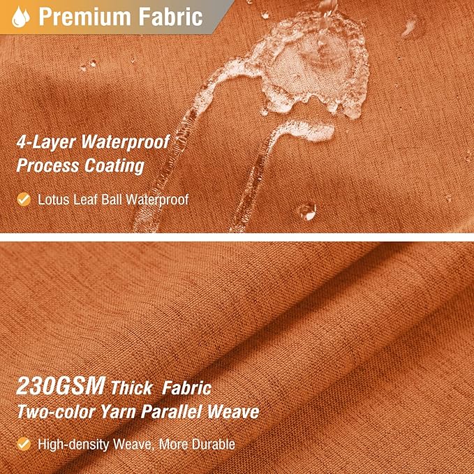 BTTN Orange Shower Curtain - Linen Textured Heavy Duty Waterproof Cloth Shower Curtain Set with 12 Plastic Hooks, Hotel Spa Luxury Simple Decorative Thick Fabric Shower Curtains for Bathroom - 72x72