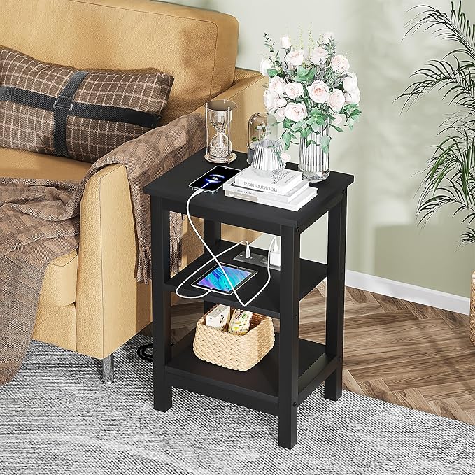 VECELO Modern Nightstands X-Design Side End Table Night Stand with Storage Shelf for Bedroom,Living Room,