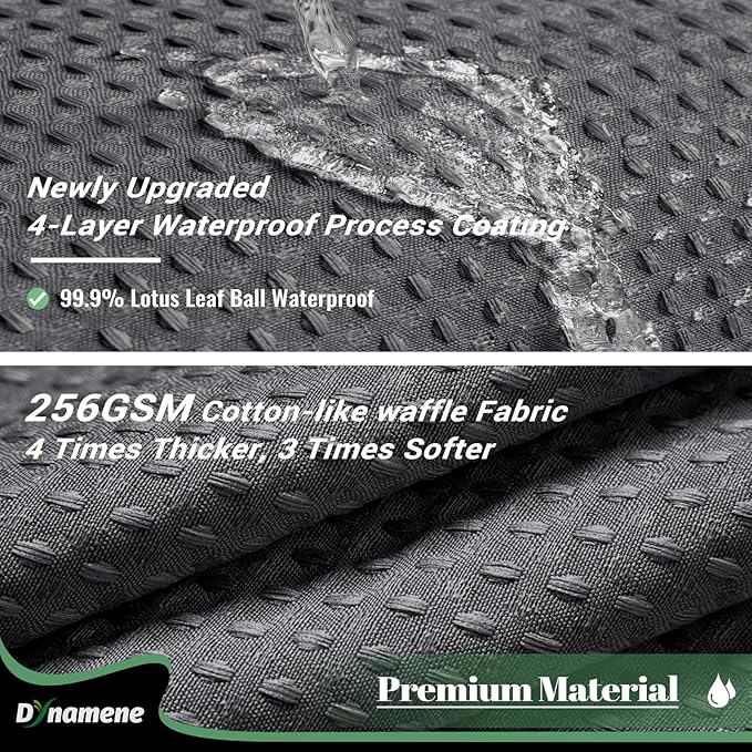 Dynamene Fabric Shower Curtain with Snap in Liner, Waffle Hotel Shower Curtains for Bathroom, Washable Waterproof Cloth Shower Curtain Liner Set with Hook, Mesh Top Window, 72x72, Charcoal Grey