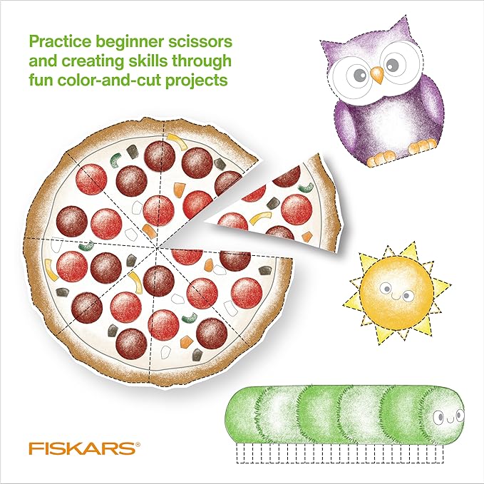 Fiskars Cut & Learn Kids Activity Book and Training Scissors - Gifts for Kids - Ages 3+