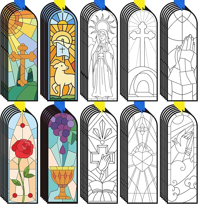 100Pcs He is Risen Color Your Own Bookmarks Double-Sided Easter DIY Coloring Blank Bookmark Religious Jesus Resurrection Classroom Art Crafts Supplies for Students Teachers Spring Party Goodie Fillers