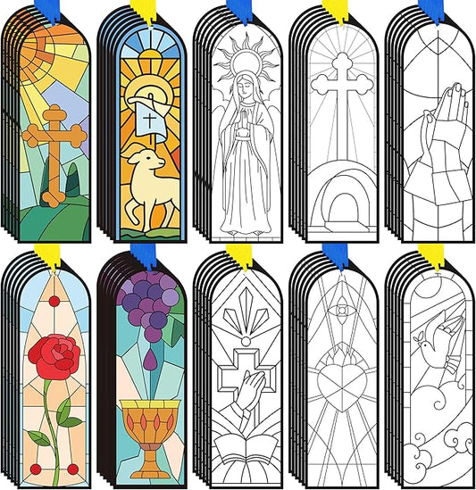 100Pcs He is Risen Color Your Own Bookmarks Double-Sided Easter DIY Coloring Blank Bookmark Religious Jesus Resurrection Classroom Art Crafts Supplies for Students Teachers Spring Party Goodie Fillers