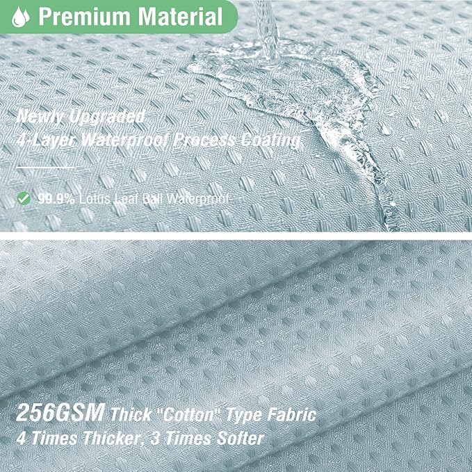Dynamene Extra Long Shower Curtain - 96 Inch Long Waffle Weave Weighted Thick Cloth Bathroom Shower Curtain, Neutral Heavy Duty Hotel Bath Curtain Set with 12 Plastic Hooks,72x96, Fog Blue