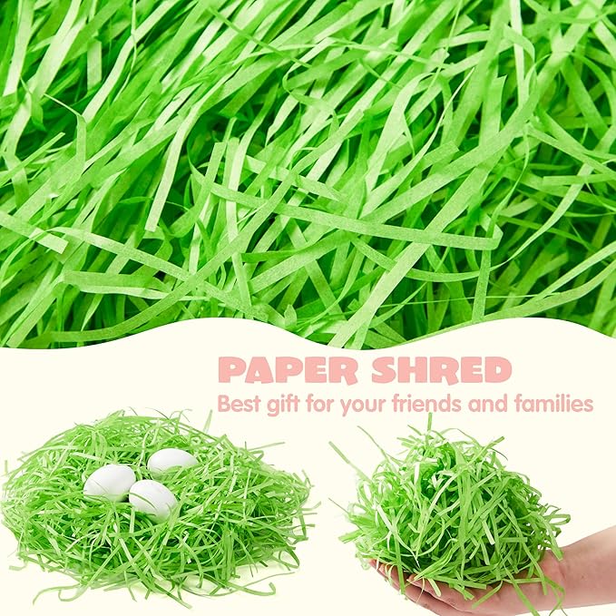JOYIN 1.5 LB Multicolor Rainbow Easter Grass, Recyclable Gift Wrap Crinkle Filler Paper Shred(Pink, Yellow, Sky Blue, Green) for Easter Egg Hunt, Bags Basket Stuffers Filler, Party Decor Favor(24 oz)