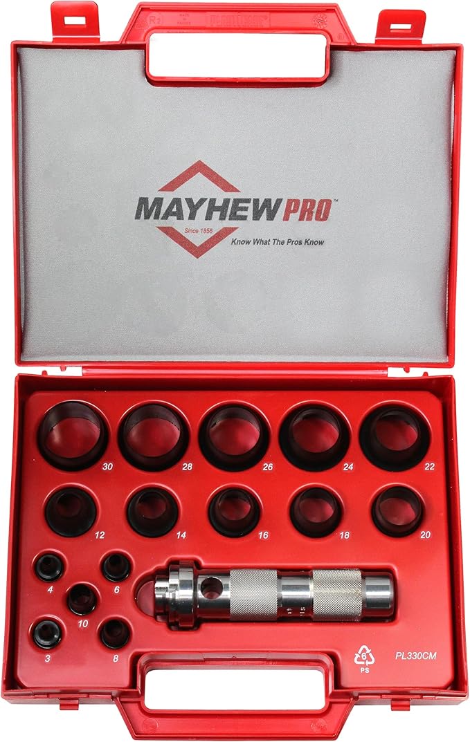 Mayhew Tools 66004 Hollow Punch, 16-Piece Set, Black