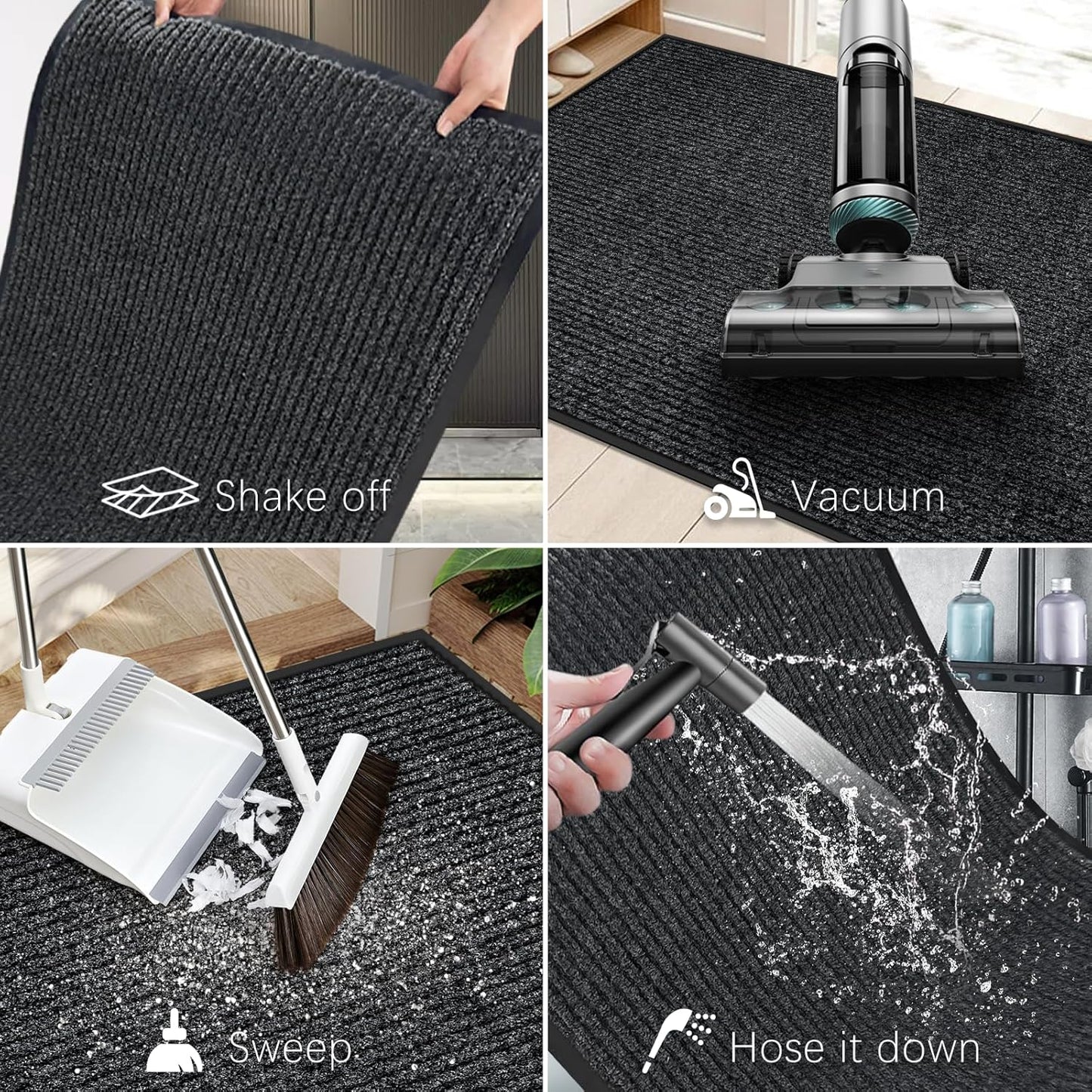 Vicwe Indoor Outdoor Door Mat, 2'x4' Heavy Duty Front Door Mat, Non-Slip Washable Doormats Entrance Mats, Dirt Resistant and Absorbent Doormat, Commercial Outdoor Entrance Floor Mat for Home Office