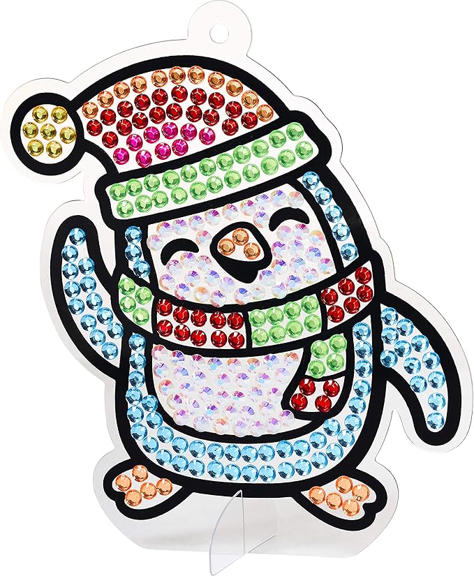 Creativity for Kids Holiday Big Gem Diamond Painting Kit | Create 12 Festive Stickers & 2 Suncatchers with 1000+ Colorful Gems | Fun for Parties, Gifts, Ornaments & Seasonal Décor (Ages 6+)