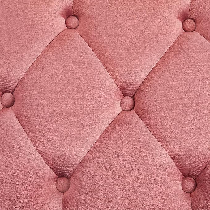 Yaheetech Modern Ottoman Bench Velvet Bench Upholstered Footrest for Living Room with Gold Metal Legs and Padded Seat Pink