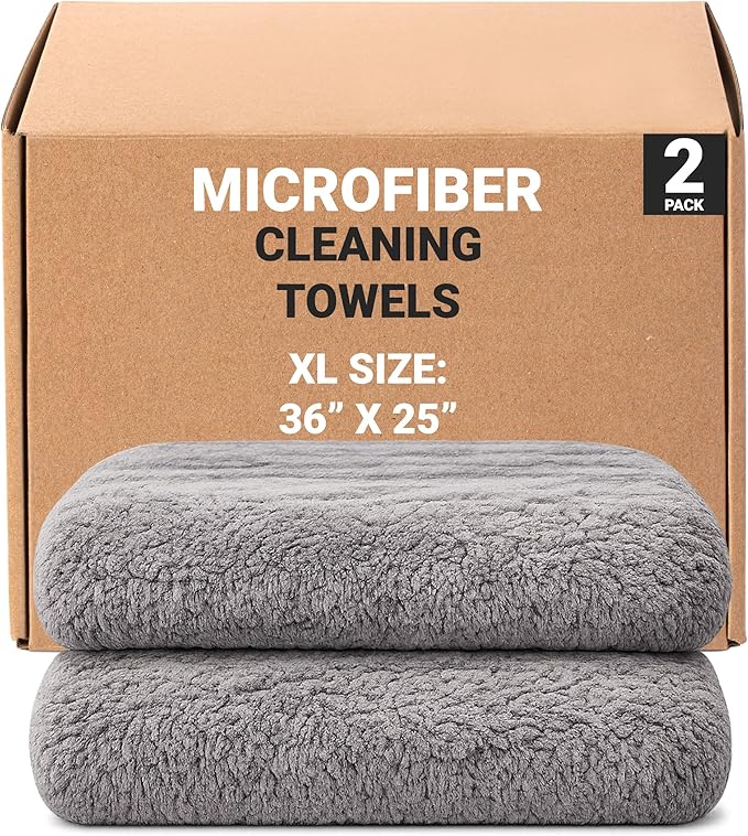 Platinum Microfiber Towels for Cars Extra Large Towel Set of 2 Drying Towels with Maximum Absorbency, Scratch Free Wash Towels for Detailing, Microfiber Cleaning Cloth Towel Kit