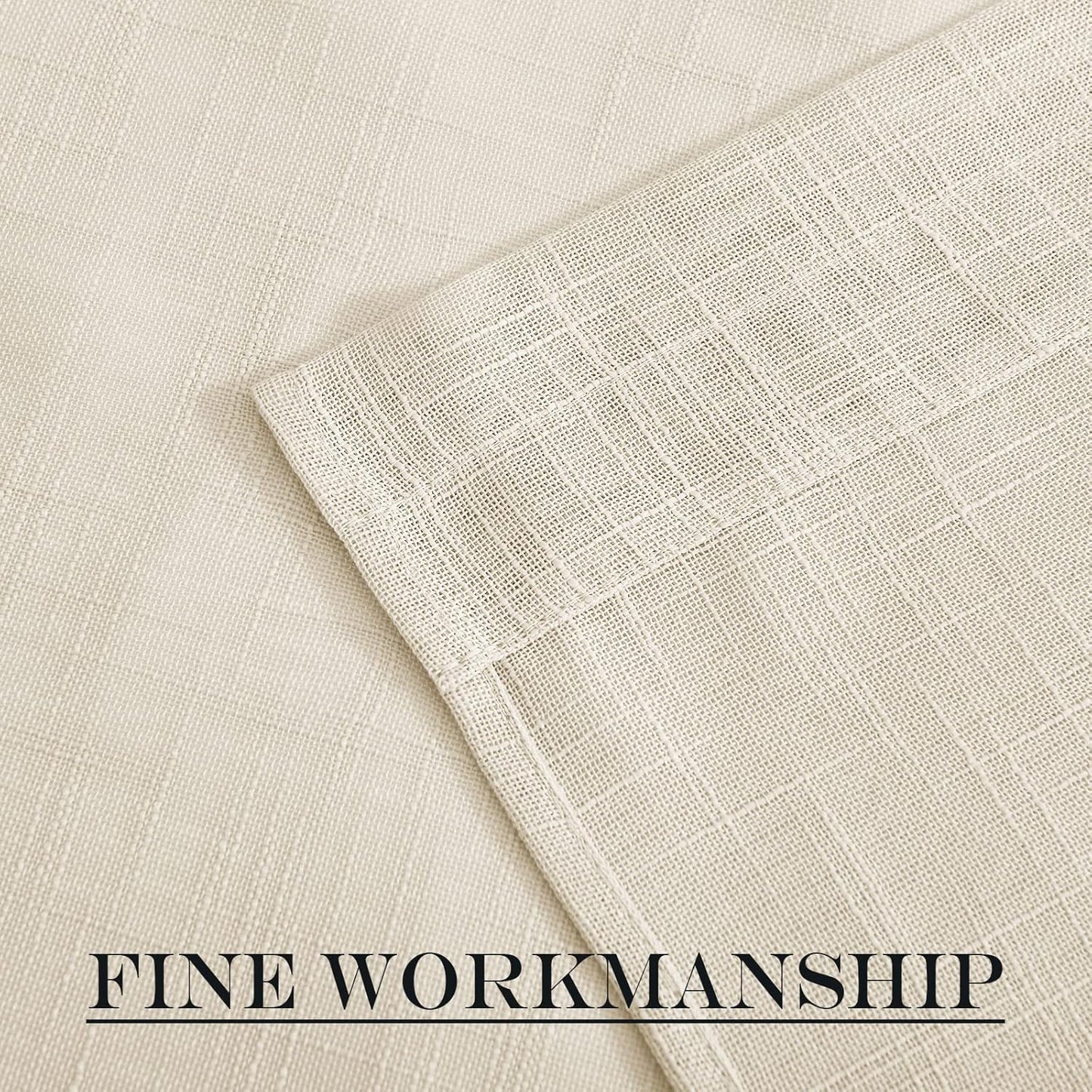 NICETOWN Privacy Door Curtain - Linen Textured French Front Door Curtain Semi Sheer Panel Tieback for Kitchen (52 inches W x 72 inches L, Beige, 1 Panel)