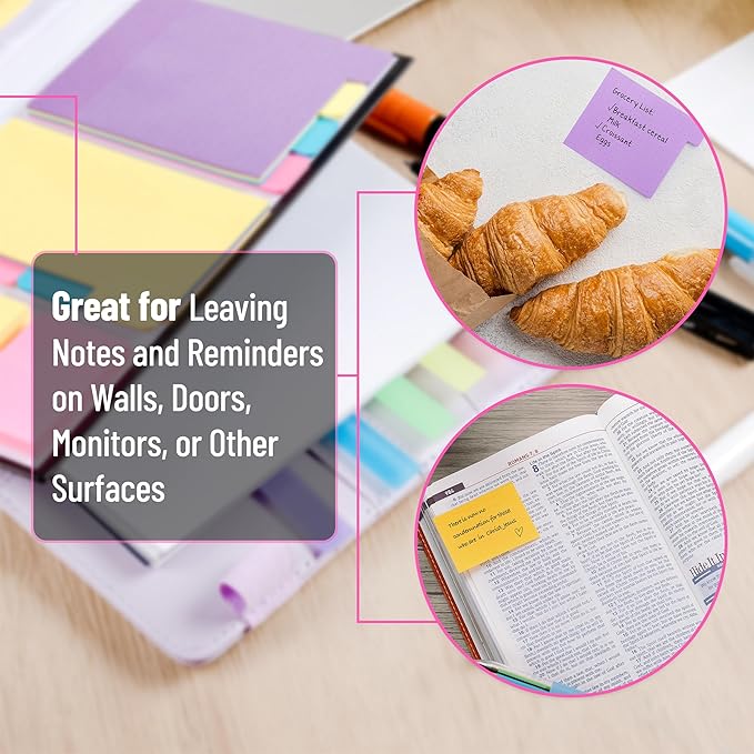 Mr. Pen- Sticky Note Set, 2 Sets, 820 pcs, Vibrant Colors, Sticky Notes Tabs, Divider Sticky Notes, Office Supplies, Stocky Notes for Bible Journaling