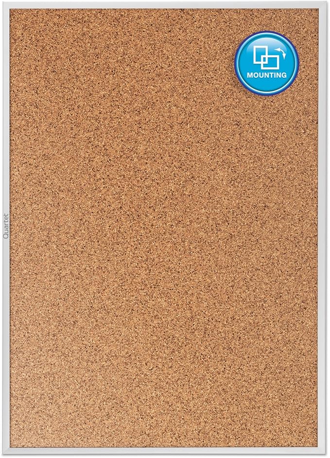 Quartet Cork Board, Bulletin Board, 6' x 4' Corkboard, Aluminum Frame, Silver (2307)