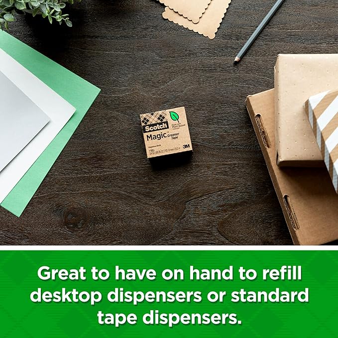 Scotch Magic Greener Tape, 2 Rolls, Numerous Applications, Invisible, Engineered for Repairing, 3/4 x 900 Inches, Boxed (812-2P)