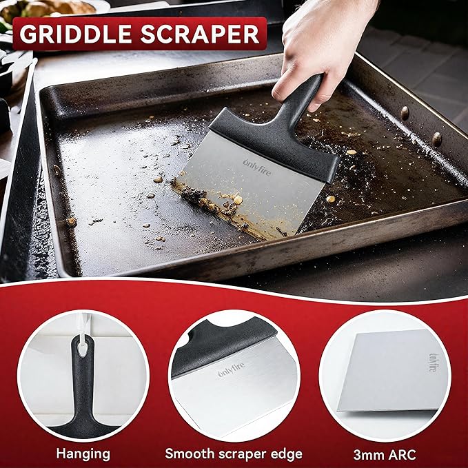 onlyfire 15Pcs Griddle Cleaning Kit for Blackstone, Flat Top Grill Cleaning Kit with Grill Stone, Griddle Scraper, Scouring Pads, Grill Bricks and Handles
