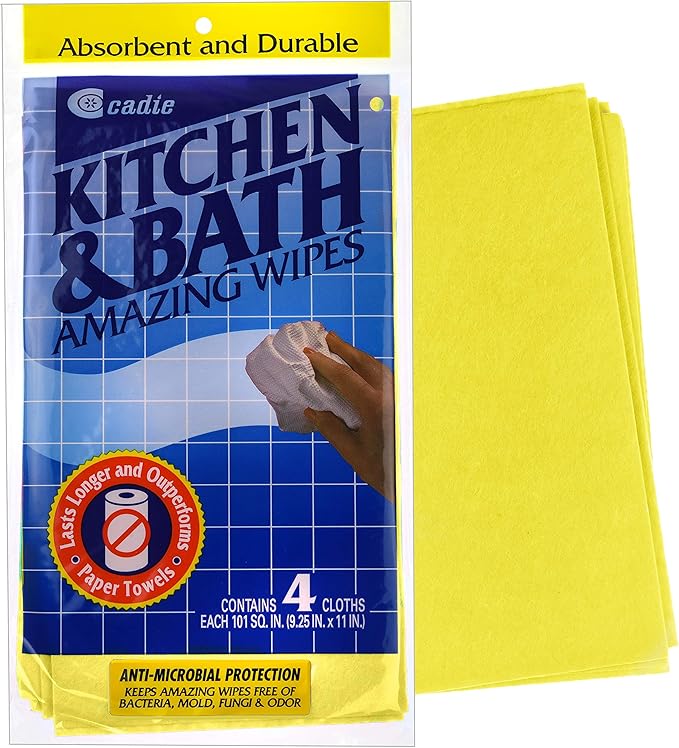 Cadie Kitchen and Bath Amazing Wipes - Absorbent and Reusable Cloth for Washing, Drying, Wiping in The Bathroom or Cuisine Surfaces | Cleaning Sink, Tiles, Bathtub, Walls, Mirror or Floors | 3-Pack