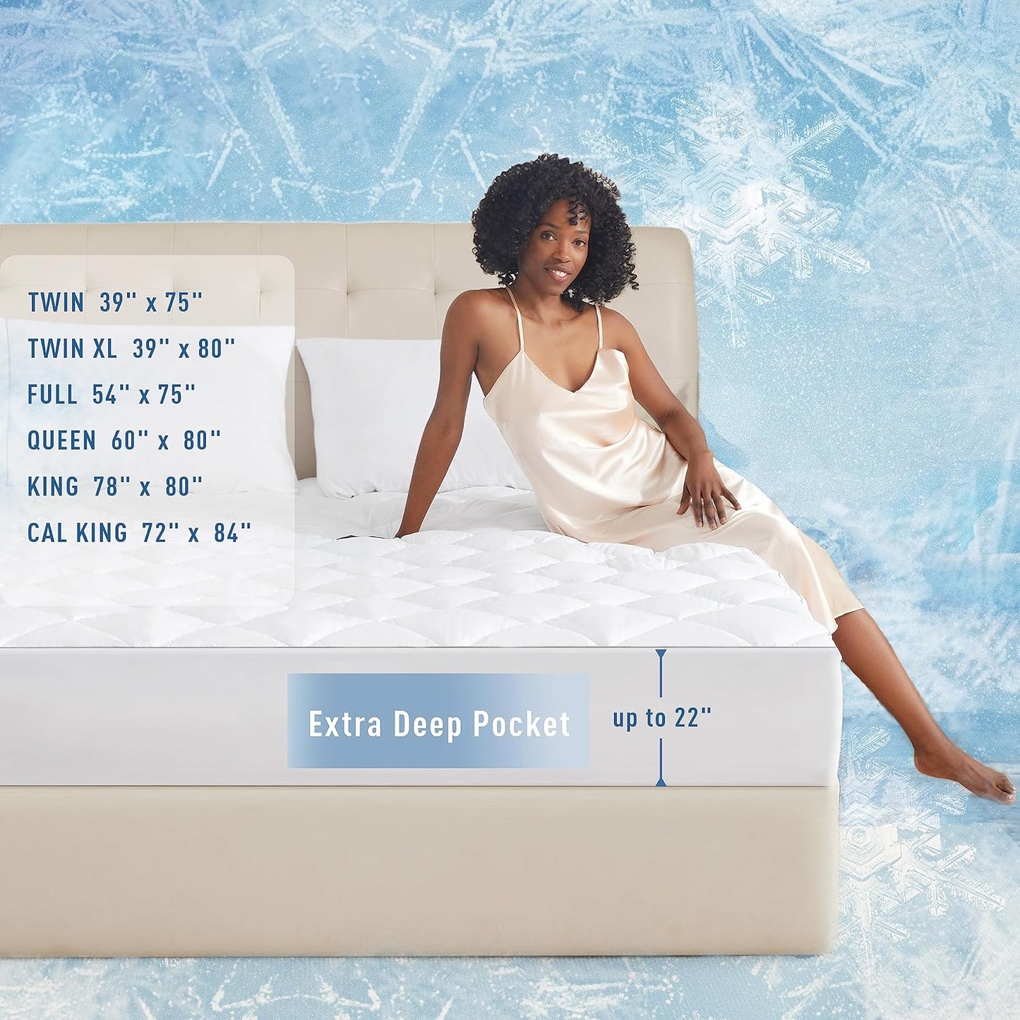 Sunflower Cooling Quilted California King Mattress Protector, Mattress Pad Cal King Chill Soft, Calking Mattress Cover, 18-22" Extra Deep Pocket Thin Version, Machine Washable Durable
