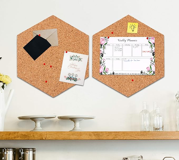 VViViD Adhesive Backed 7.9 Inch by 6.8 Inch Hexagonal 1/4 Inch Thick Cork Foam Board (4 Pack)