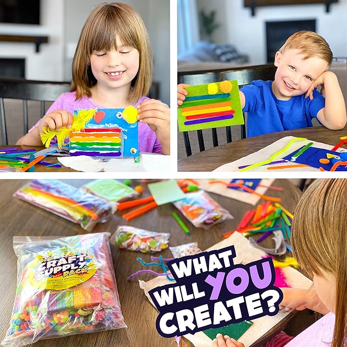 Arts and Crafts Supplies Kit for kids - Boys and Girls age 4 5 6 7 8 years old - Toddler Art Set Activity Materials in Bulk - Great for Preschool, Homeschool, and Kindergarten DIY Crafting Projects