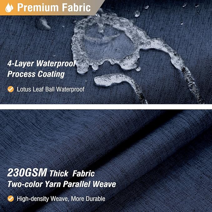 BTTN Blue Extra Long Shower Curtain, 72x96 Inch Long Linen Textured Heavy Duty Fabric Shower Curtain Set with 12 Hooks, Tall Decorative Neutral Waterproof Cloth Shower Curtain for Bathroom, Navy Blue
