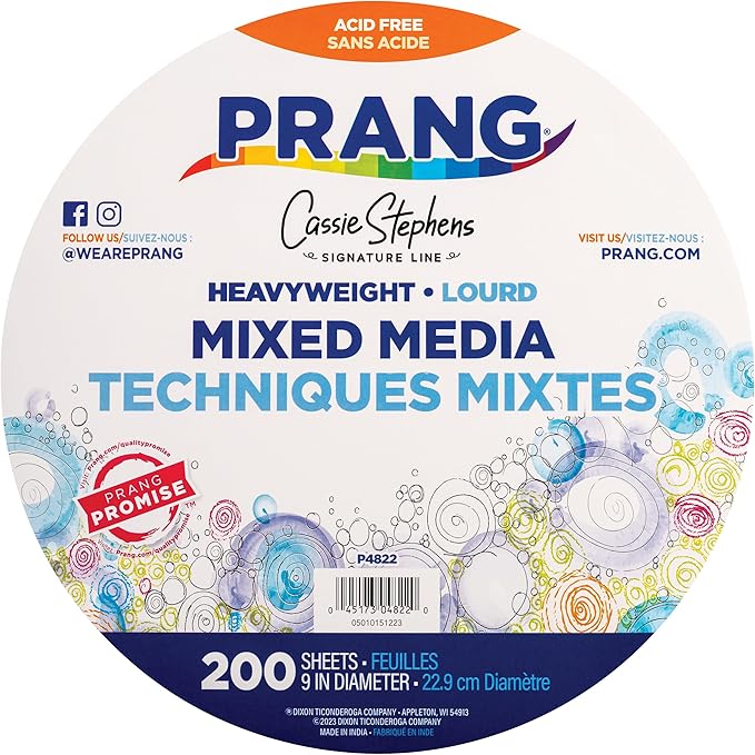 Prang Cassie Stephens Heavyweight Mixed Media Paper Circles, 9", White, 200/Sheets (PAC4822)