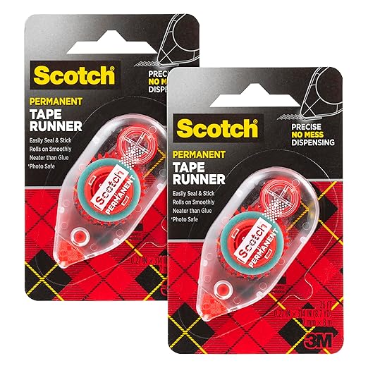 Scotch Double Sided Tape Runner, 0.27 in x 26 ft., Perfect for Holiday Crafts, Gifts, and DIY, (Pack of 2)