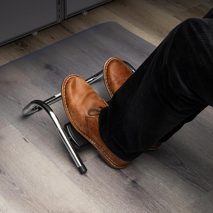 Mind Reader Foot Rest, Under Desk at Work, Ergonomic, Height Adjustable, Office, Metal, 14" L x 13" W x 7" H, Black