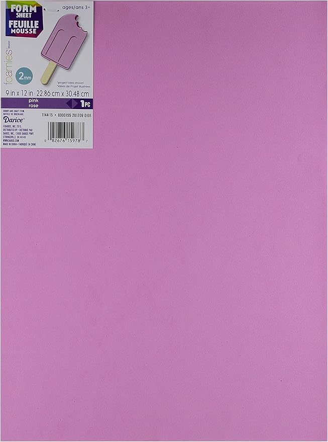 Darice 1144-15 FOAMIES Sheet Pink 2MM 9X12IN