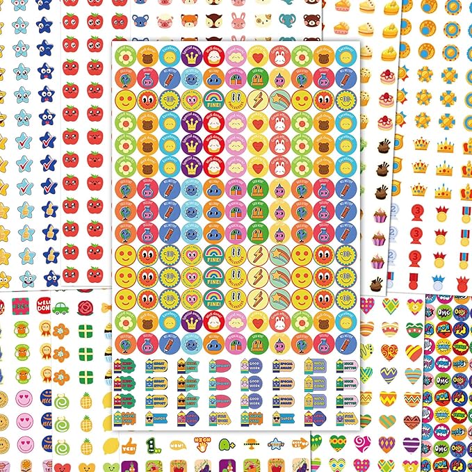 6048 Pieces Small Stickers for Kids Reward Chart - Mini Incentive Happy Smile Face Star Bundle for Teachers and Kids Behavior Chart(Cute Style)