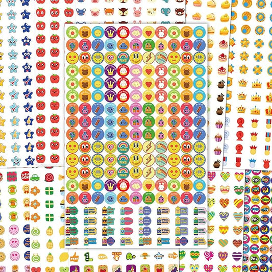 6048 Pieces Small Stickers for Kids Reward Chart - Mini Incentive Happy Smile Face Star Bundle for Teachers and Kids Behavior Chart(Cute Style)
