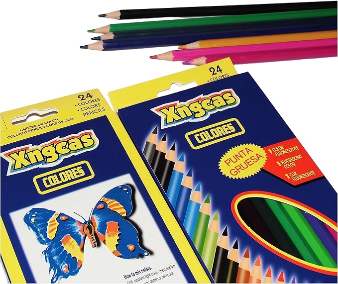 Colored Pencils Bulk, Kids School Supplies For Teachers, 6 Packs with 24 Colors