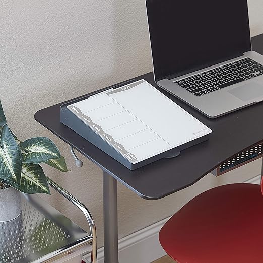 ECR4Kids MessageStor Dry-Erase Glass Board Memo Station, Desk Organizer, Grey