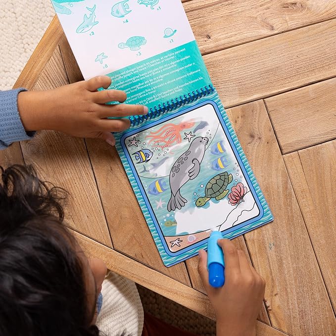 Melissa & Doug On The Go Water Wow! Mess Free Coloring Book, Reusable Water-Reveal Activity Pad, Under The Sea, Travel Toys, Party Favors, for Toddlers & Kids Ages 3+ - FSC Certified