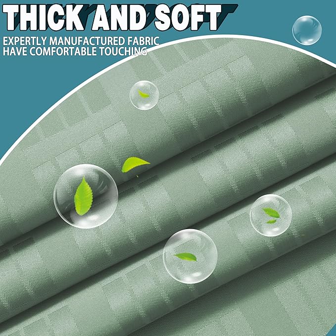 Conbo Mio No Hook Sage Green Shower Curtain with Snap in Liner Set, Hotel Luxury Shower Curtains for Bathroom with See Through Top Window, Waterproof, Washable 71W x 74H