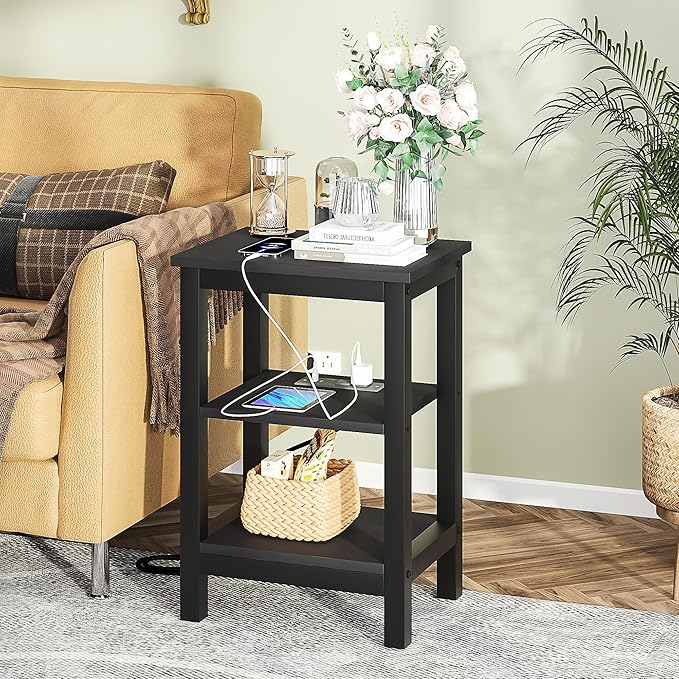 VECELO Modern Nightstands X-Design Side End Table Night Stand with Storage Shelf for Bedroom,Living Room,