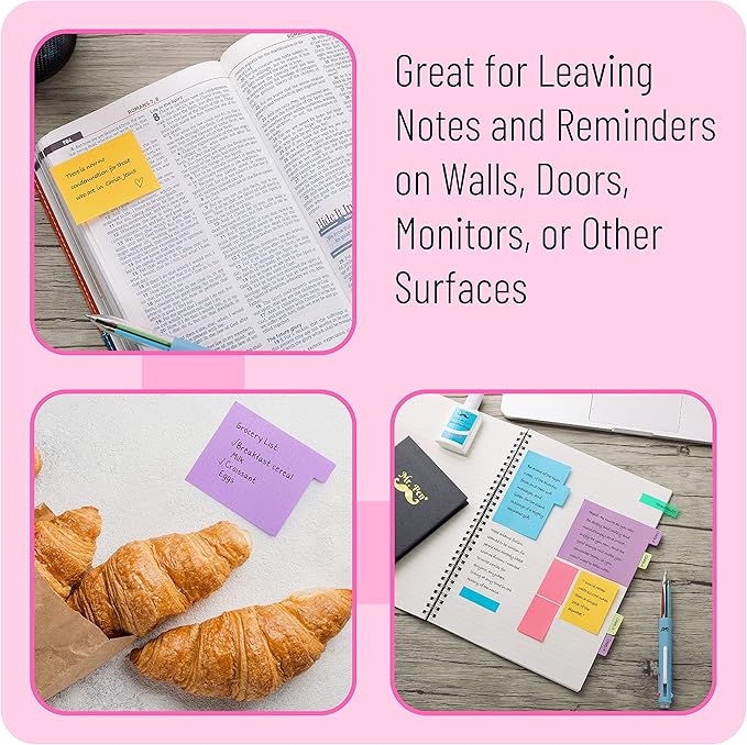 Mr. Pen- Sticky Note Set, 2 Sets, 820 pcs, Vibrant Colors, Sticky Notes Tabs, Divider Sticky Notes, Office Supplies, Stocky Notes for Bible Journaling