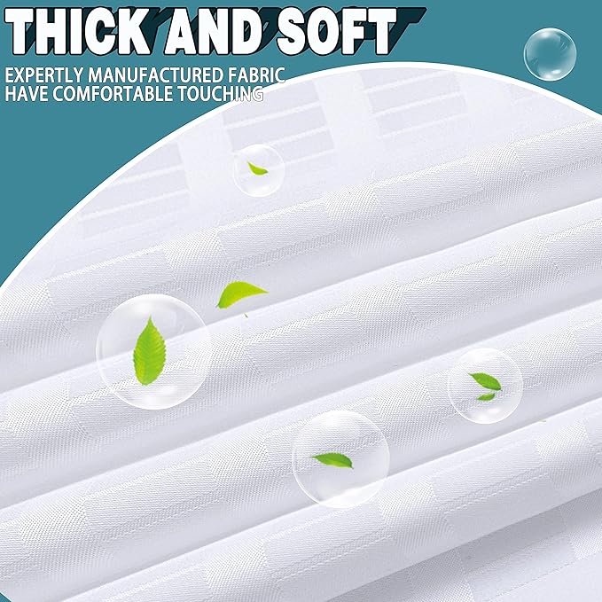 Conbo Mio No Hook Shower Curtain with Snap in Liner Set, Hotel Luxury White Shower Curtains for Bathroom with See Through Top Window, Waterproof, Washable 71W x 74H
